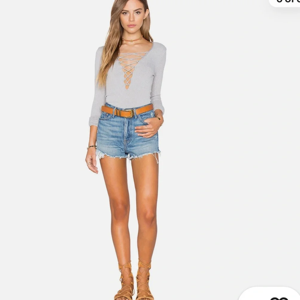 Free People Super Stretch lace up tee - Picture 2 of 5